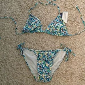 Blue floral string bikini